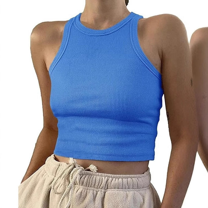 Damer sporty crop-top med elastisk ribbedesign Skjora