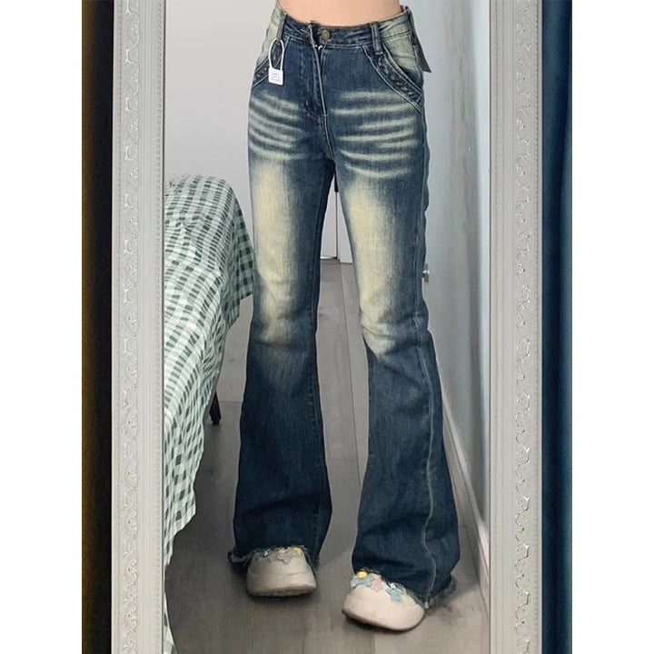Dame Høy Midje Bredbente Jeans Skjora