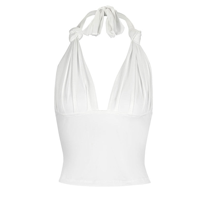Dame Halter-Top med justerbare bånd og dyp V-hals Skjora