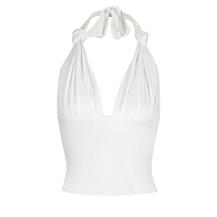 Dame Halter-Top med justerbare bånd og dyp V-hals Skjora