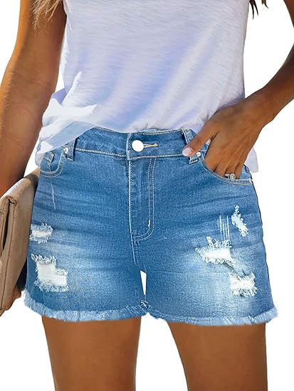 Dame Zdestroyed denimshorts med fransede kanter og avslappet snitt Skjora