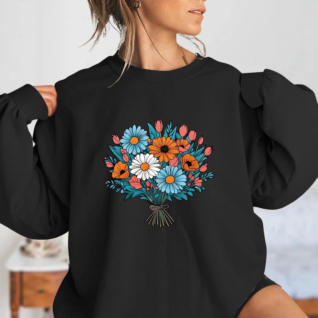 Damer Oversized Sweatshirt med florale grafikkdetaljer Skjora