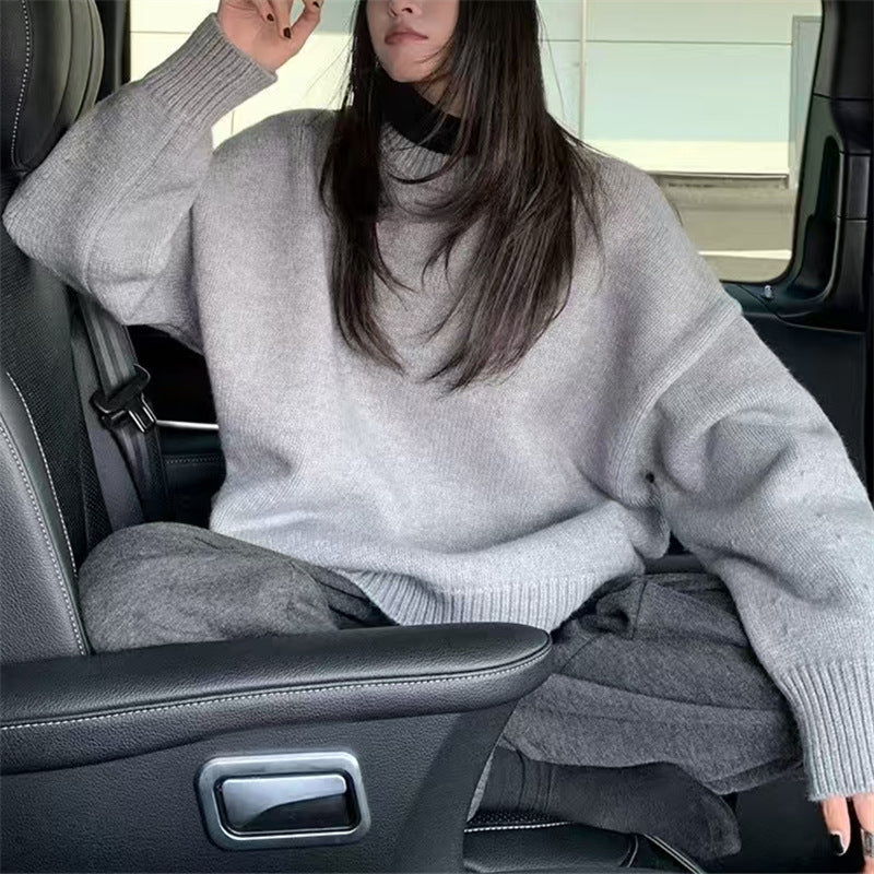 Kvinnens uformelle chunky strikkegenser med oversized snitt og myke ermer Skjora