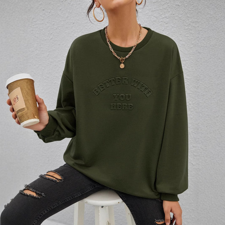 Dame casual sweatshirt med preget trykk Skjora