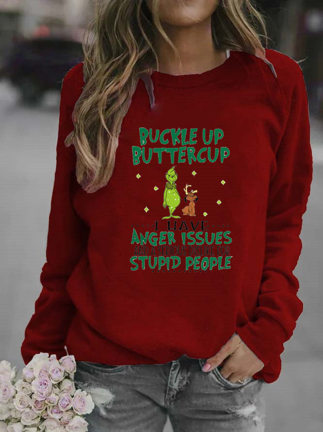 Kvinne sweatshirt med humoristisk sitat og kreativt design Skjora