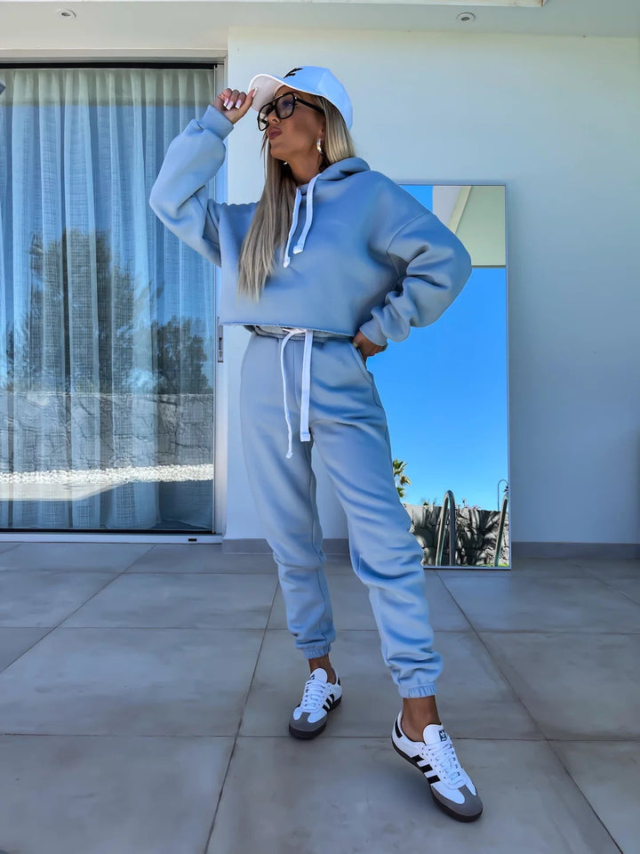 Kvinne casual cropped treningsdress med høy krage og elastisk liv Skjora