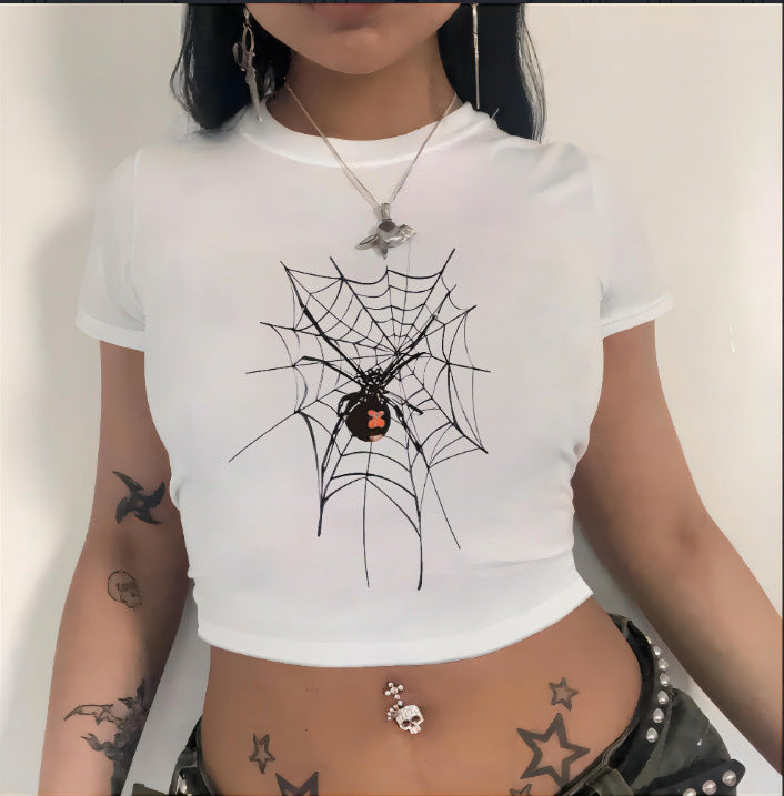 Dame Crop-Top med innovativt spindelnett-design Skjora