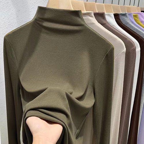 Kvinnes Langermet Turtleneck Genser laget av høykvalitets Strikket Stoff