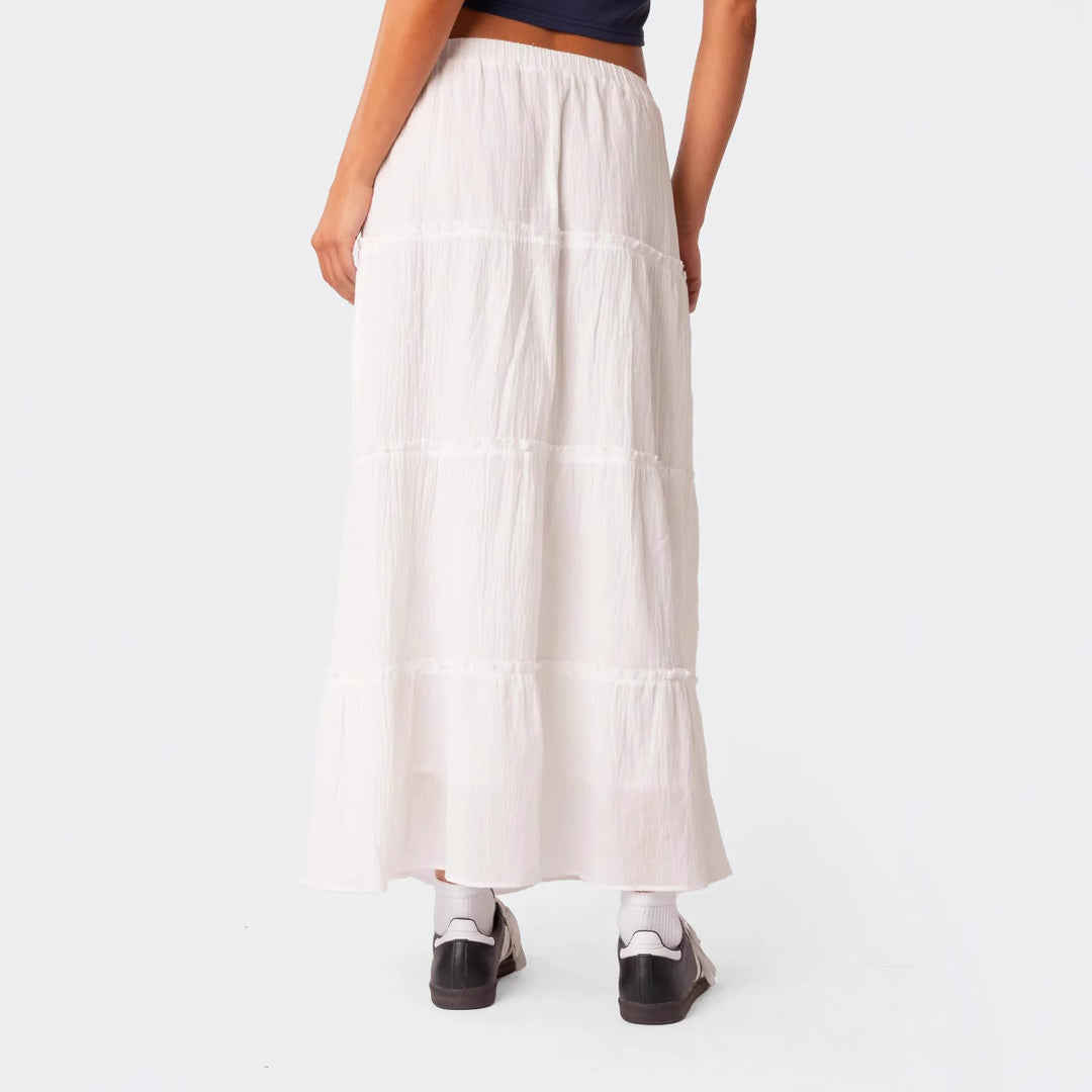 Dame luftig Crop-Top med fortryllende heklemønster og svingende kant Skjora