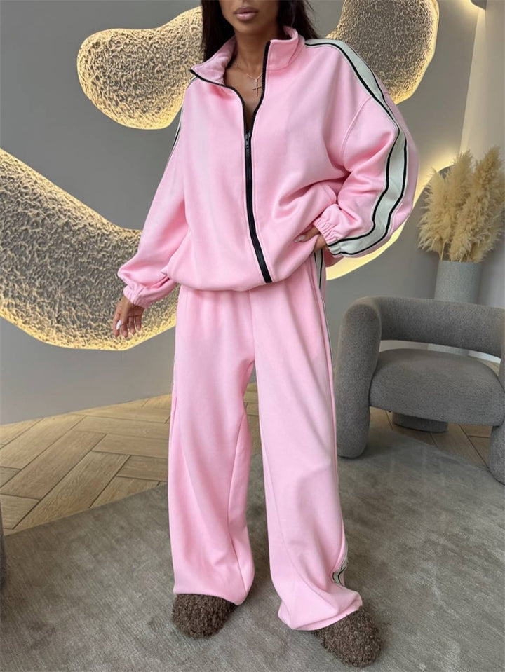 Women's Sporty Fleece Jogging Suit with High Side Slits Skjora