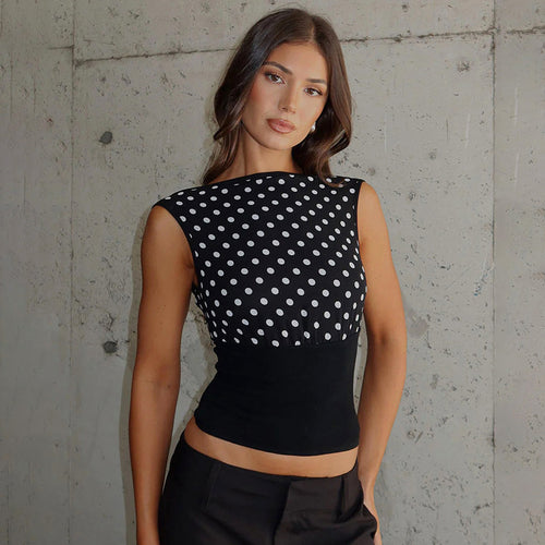 Dame Polka-Dots Overdel med elastisk linning Skjora