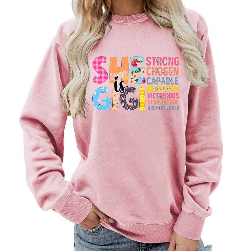 Kvinne sweatshirt med inspirerende tekstdesign Skjora