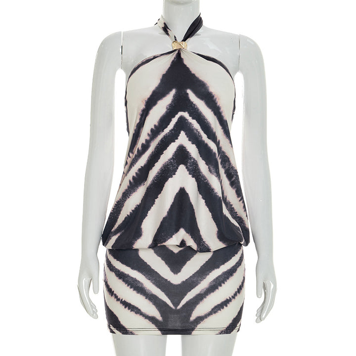 Dame omslagskjole med leken zebra-design Skjora