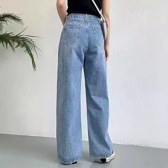 Damer vidde høyt midje-jeans med komfortabel passform og avslappet stil Skjora
