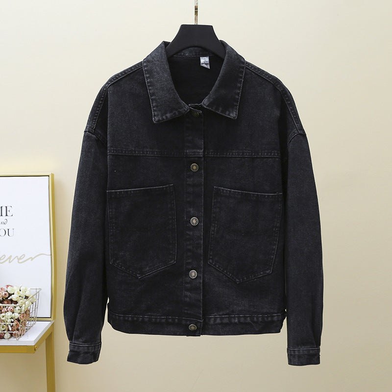Dame denimjakke med store lapplommer Skjora