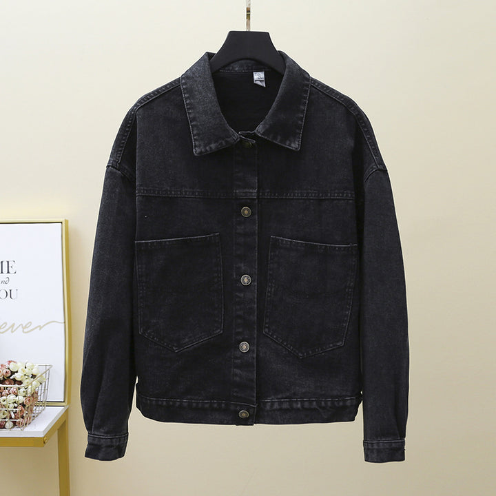 Dame denimjakke med store lapplommer Skjora