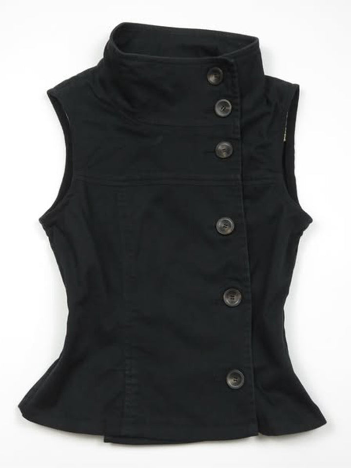 Dame Fashion Bluse Vest med asymmetrisk krage og knapplukking Skjora
