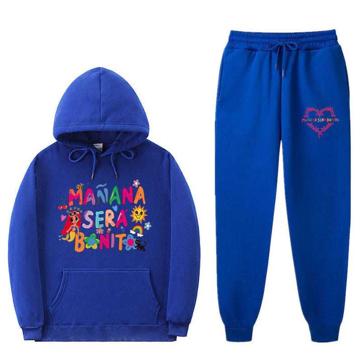 Kvinne Sweatshirt og Joggebukse Sett med Fargerik Trykk Skjora