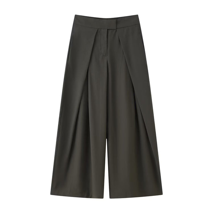 Damer vidt skjært culotte-bukse med elegante folder og høy midje Skjora