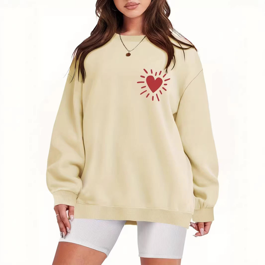 Dames sweatshirt med casual hjerte-motiv og oversized passform Skjora