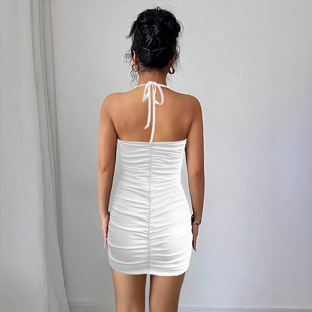Damer Sexy Minikjole med cut-out detaljer og rynket design Skjora