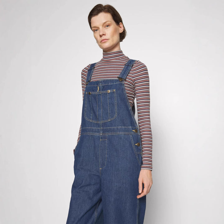 Dame Denim- jumpsuit med bred bein og justerbare stropper Skjora