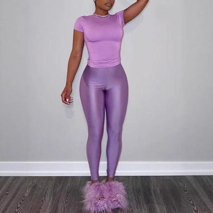 Dame Figurtilpasset T-skjorte og leggings sett Skjora