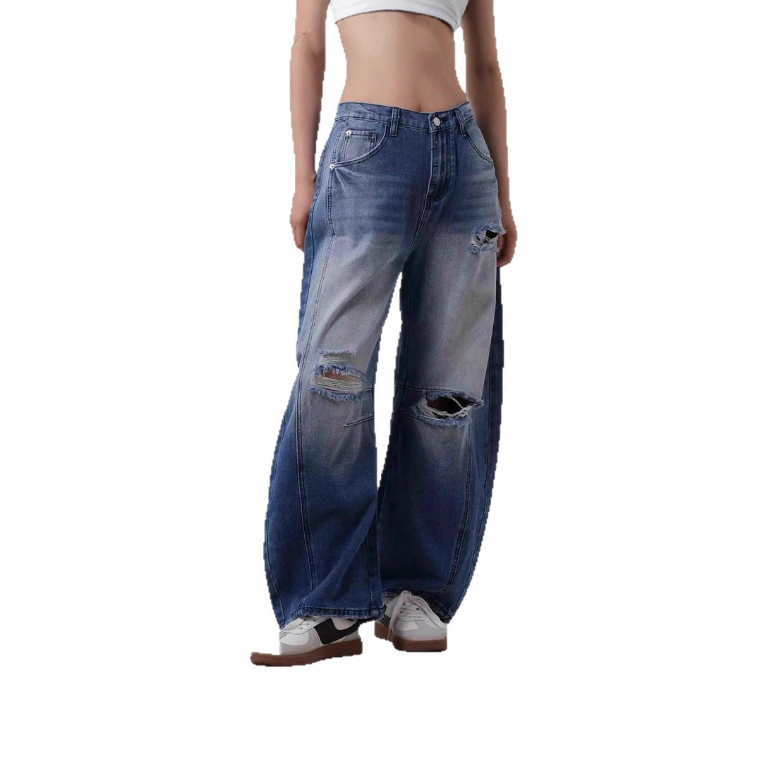 Dame vidt skjærte Destroyed Jeans Skjora