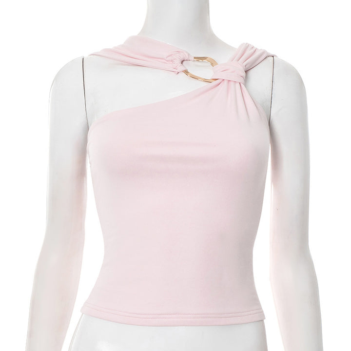 Dame asymmetrisk bæreb blouse med dekorativ ringdetalj Skjora
