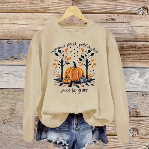 Dame sweatshirt med høst gresskar design og avslappet passform Skjora