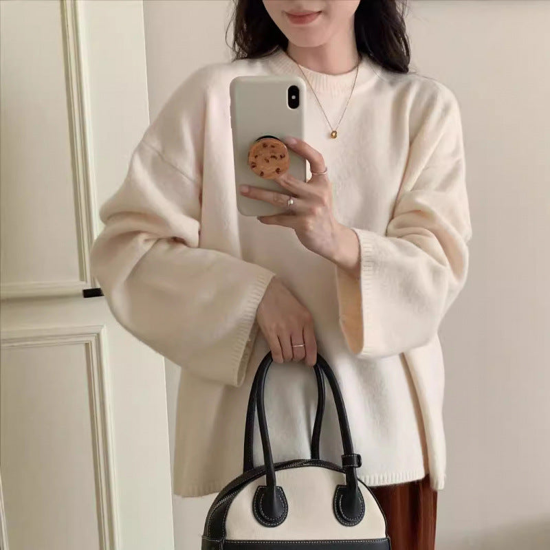 Dame oversized strikkegenser med vid snitt og fint materiale Skjora