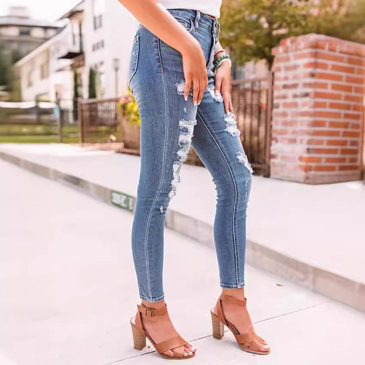 Dame Skinny Jeans med trendy Destroyed-effekter Skjora