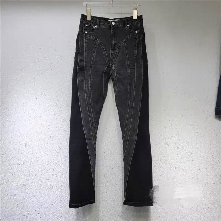 Damer Fashionable Høyt Liv Jeans med Sideslits Skjora