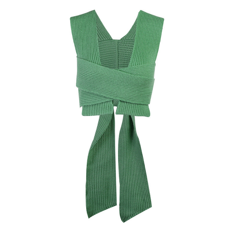 Damer strikket Crop-Top med raffinerte ryggdetaljer Skjora