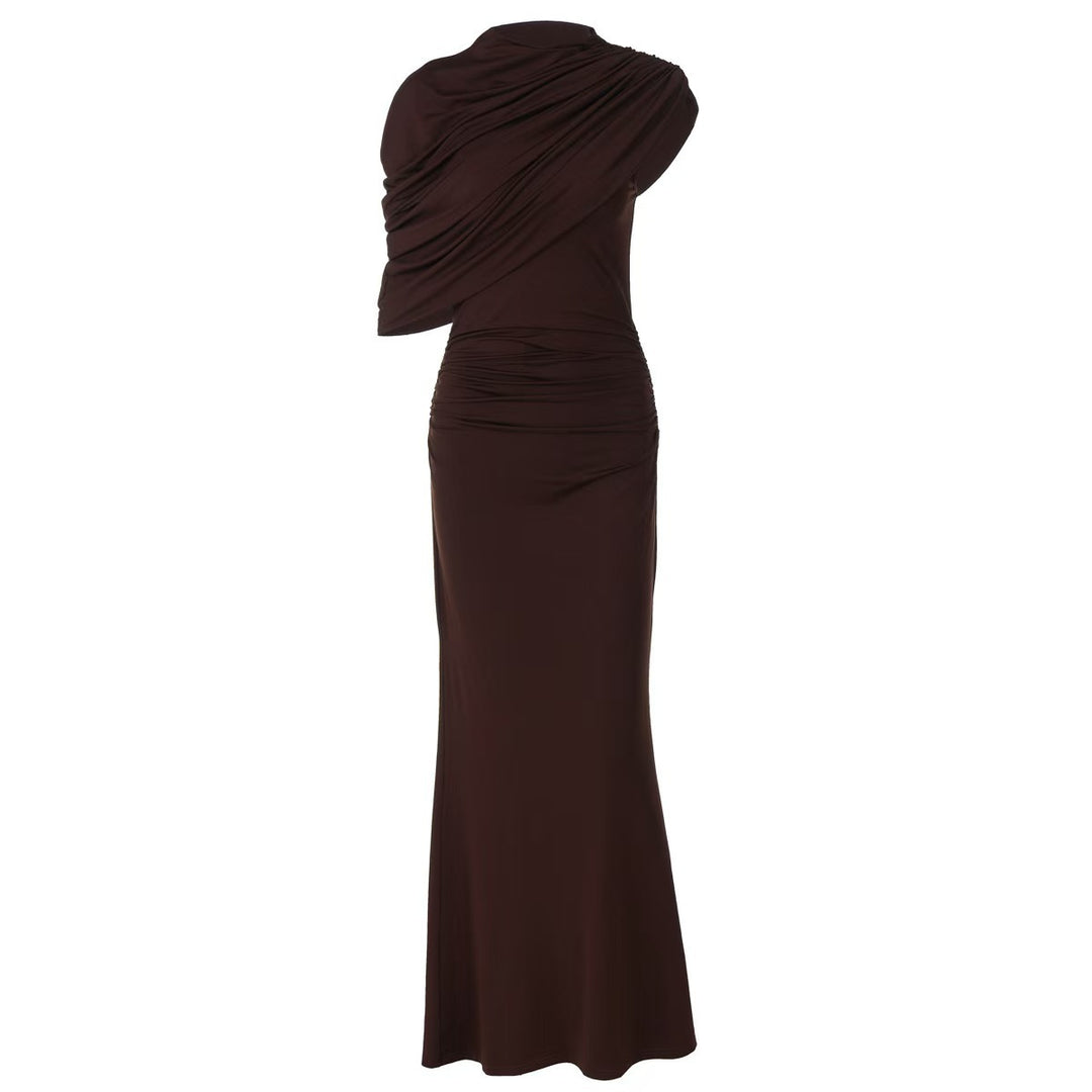Damer Elegant Maxikjole med asymmetrisk drapering og figursmigrende snitt Skjora