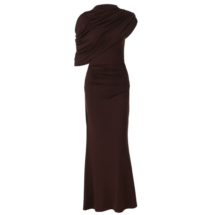 Damer Elegant Maxikjole med asymmetrisk drapering og figursmigrende snitt Skjora