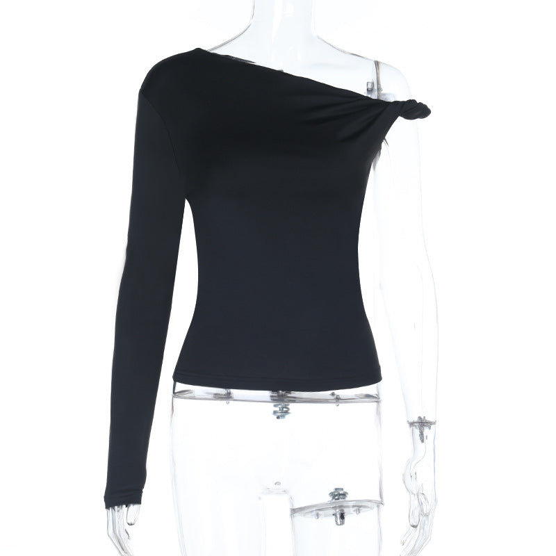 Damer asymmetrisk langermet topp med off-shoulder design Skjora