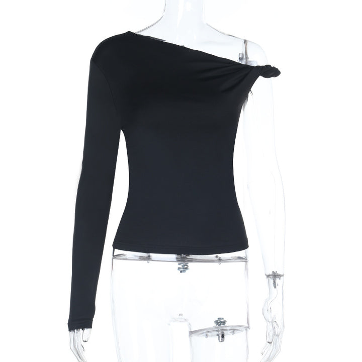 Damer asymmetrisk langermet topp med off-shoulder design Skjora