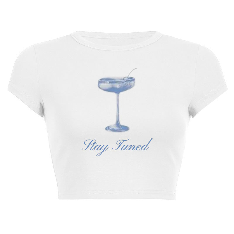 Dame ermeløs Camisole med frisk Cocktailmotiv Skjora