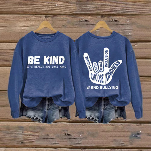Dame sweatshirt med positiv melding og kreativ hånddesign Skjora