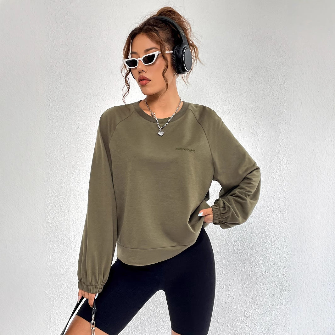 Dames uformell raglan sweatshirt med elastiske mansjetter og minimalistisk design Skjora