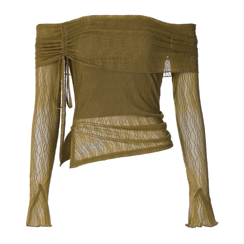 Dame Off-Shoulder topp med delikate volangdetaljer Skjora