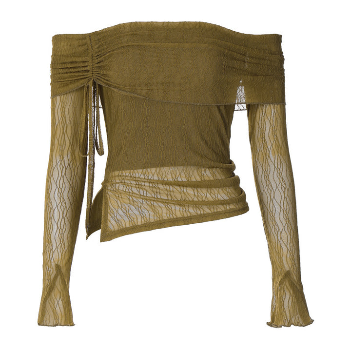 Dame Off-Shoulder topp med delikate volangdetaljer Skjora