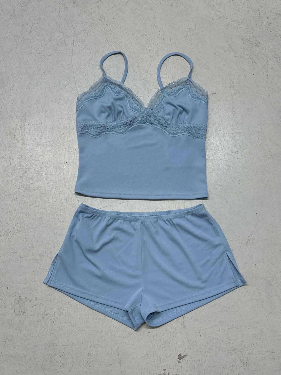 Dame Nattøy Set med delikat blonder og komfortable shorts Skjora