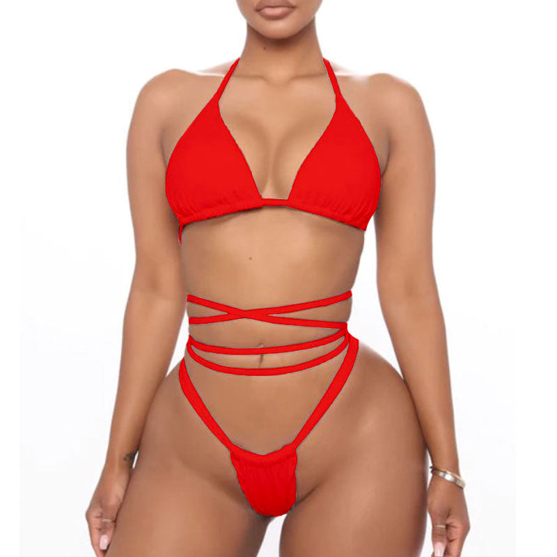 Dame Triangel-Bikini-sett med raffinerte snøring detaljer Skjora