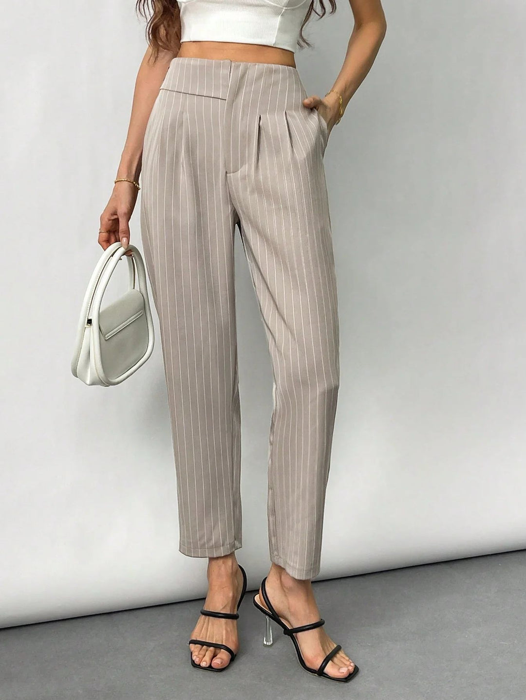 Damer elegante og stilige dressbukser med striper Skjora