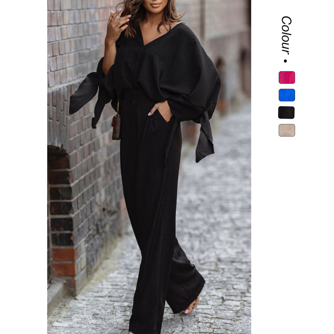 Dame Elegant Jumpsuit med Bred Ermer og Smal Livbelte Skjora