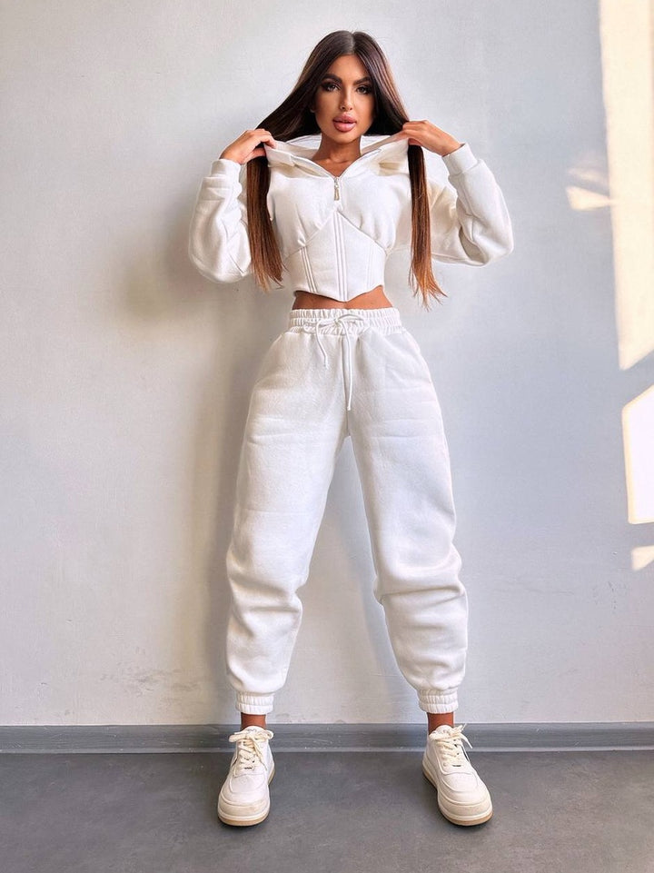 Kvinnegens cropped sweatshirt dress med høy krage og justerbar midje Skjora