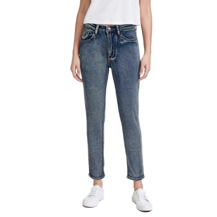 Dame Slim-Fit Jeans med moderne slitteffekt og høy midje Skjora