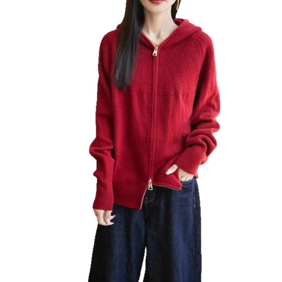 Women's hooded cardigan with zipper Skjora